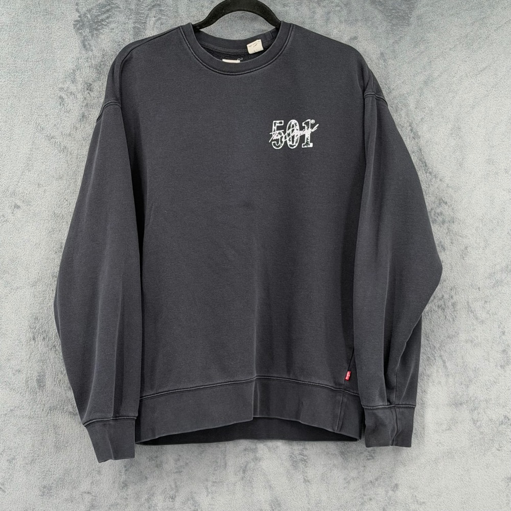 Levis Sweatshirt Mens Size M 501 The Original Relaxed Fit Logo Pullover Crew